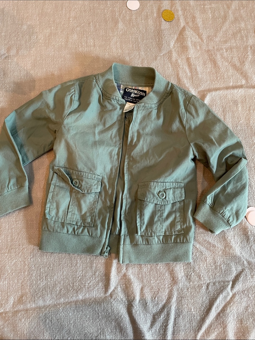 OshKosh B'gosh Kids Mint Green Zip Front Bomber Jacket